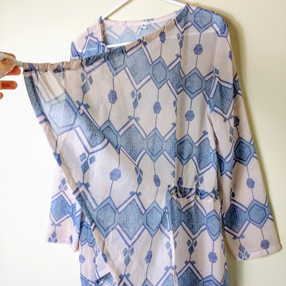 Geometric Print Kimono/Cover Up Blouse Size XL - Picture 3 of 7